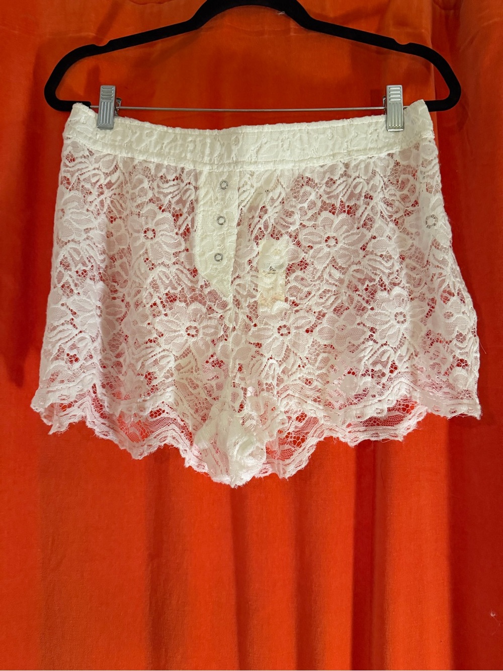 Anthropologie Ivory Floral Lace Boxer Shorts NWT